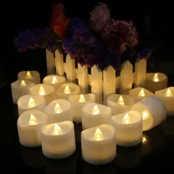 Креативное романтическое украшение при свечах на батарейках, яркое для дома, свадьбы, дня рождения, чаепития, Беспламенный Теплый Белый