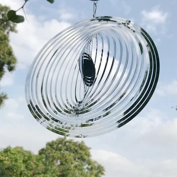 Круговой 3D вращающийся ветряной обтекатель, вращающийся ветряной колокольчик, эффект серпантина, Дизайн домашнего декора, эстетическое украшение для сада