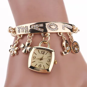Лучший бренд, женщины любят браслет-цепочку со стразами, наручные часы, квадратные часы, Gd, часы со стразами, женские наручные часы, набор браслетов