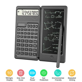 Математический, физический, геометрический калькулятор с 6-дюймовым стираемым ЖК-планшетом для письма, складной портативный для студентов, преподавателей, инженеров