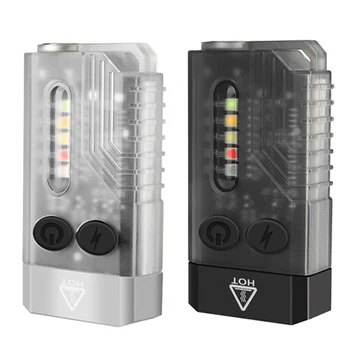 Мини-Брелок V10 Light USB Type-C Для Зарядки С Сильным Светом Фонарик IPX4 Водонепроницаемый Магнитный Зуммер Красный Свет SOS для Кемпинга