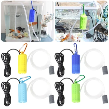МИНИ-кислородный насос для аквариума с USB-зарядкой, с воздушным камнем, кислородный насос с пузырьками на 2 выхода, кислородный насос для аквариума