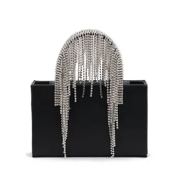 Модный кошелек со стразами и кисточками Кожаные Маленькие квадратные вечерние клатчи для свадебной вечеринки Высококачественные роскошные сумки