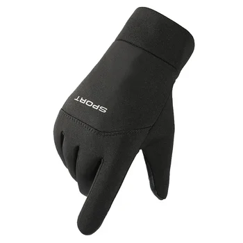 Мужские осенне-зимние флисовые утолщенные велосипедные перчатки, спортивные ветрозащитные водонепроницаемые теплые мотоциклетные перчатки с сенсорным экраном