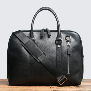 Мужской офисный портфель из натуральной кожи, мужские сумки через плечо, модная мужская 14-дюймовая сумка для ноутбука, деловой мужской портфель из коровьей кожи