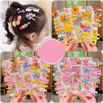 Мультяшный набор детских заколок для волос с цветами и фруктами, заколки для девочек, Челка, Заколки для волос, детские аксессуары для волос, детские заколки для волос, Аксессуары