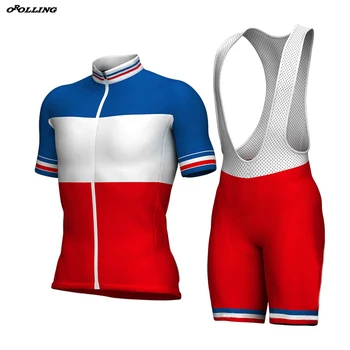 Новый КЛАССИЧЕСКИЙ комплект для велоспорта команды под флагом Франции с коротким заездом Или роллингом по индивидуальному заказу