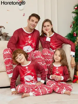 Новый Рождественский семейный комплект одежды с принтом Для мамы и дочки, папы и сына, Семейная пижама, комплект зимней одежды для маленьких мальчиков и девочек