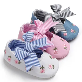 Обувь для Маленьких девочек; Белая Кружевная Мягкая Обувь С Цветочной Вышивкой; Предходящая Обувь Для Малышей; Детская Обувь На Мягкой Подошве С защитой От Скольжения; Первые Ходунки