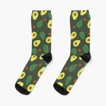Оливково-зеленые и желтые Носки с рисунком авокадо, хлопчатобумажные носки, мужские носки на заказ, черные носки, мужские носки, Женские