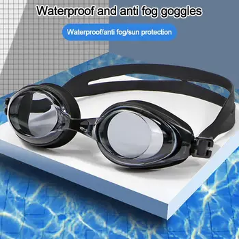 Очки для плавания с защитой от запотевания, плоские зеркальные очки для плавания, универсальные для бассейна для взрослых мальчиков и девочек