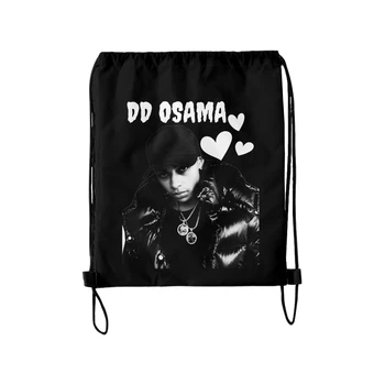 Певица DD Osama Портативные рюкзаки с карманом на шнурке в стиле хип-хоп, мужская / женская дорожная пляжная сумка, уличная одежда, черный рюкзак