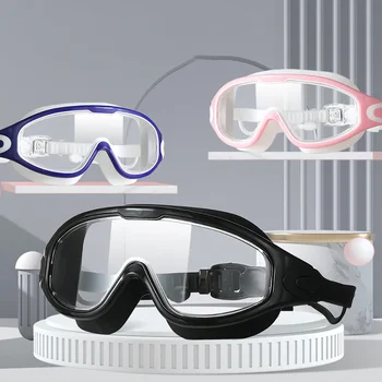 Плоские легкие очки для плавания с защитой от запотевания, очки для подводного плавания с покрытием, регулируемая оправа для взрослых мужчин и женщин для водных видов спорта