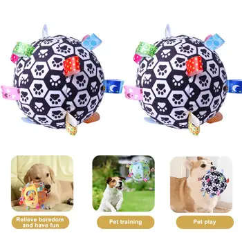 Плюшевый игрушечный мячик для домашних собак Звуковая Интерактивная игрушка для собак Плюшевый шарик-погремушка Игрушечный мячик для домашних щенков Милый Шар для снятия скуки Тряска тряпичным мячиком