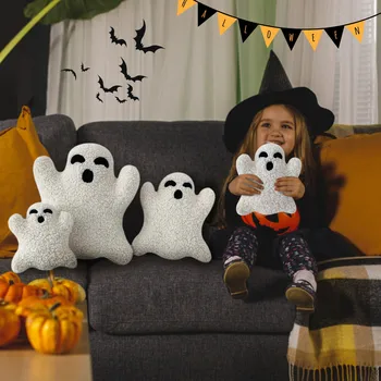 Подушка в форме призрака, декор для Хэллоуина, Белая подушка-призрак, мягкая подушка с рисунком из мультфильма ужасов, украшение дома, мягкая кукла