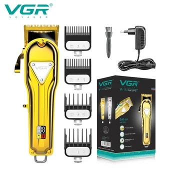 Профессиональная машинка для стрижки волос VGR мощностью 20 Вт, металлический перезаряжаемый Регулируемый Триммер для мужчин V-140