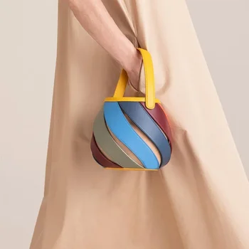 Роскошная брендовая дизайнерская женская модная ретро геометрическая сумка-ведро, элегантная универсальная текстура, женская сумочка 2024 Sac à Main Femme