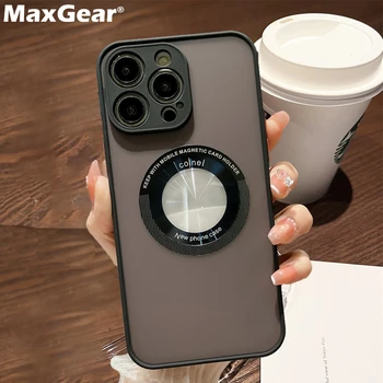 Роскошная Полупрозрачная Матовая Прочная Броня для Чехла Magsafe Для iPhone 14 13 12 11 Pro Max Plus с Гибридной Магнитной Беспроводной Зарядкой