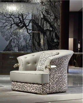 Роскошное кожаное кресло для отдыха в гостиной в современном итальянском стиле, креативный одноместный диван-кресло