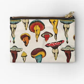 Сексуальные мешочки с застежкой-молнией в виде грибов Для женщин, для хранения монет, денег, маленьких ключей, упаковки нижнего белья, трусиков, кошелька, сумки, кармана для чистых носков