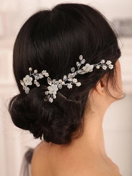 Серебряная свадебная заколка для волос, цветок, горный хрусталь, заколки для волос, аксессуары для волос, шляпа, женские свадебные головные уборы, модные