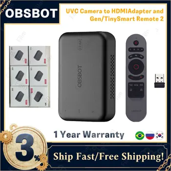 Сигнал веб-камеры OBSBOT Перекодируется с UVC-камеры на HDMI-совместимый Адаптер и преобразуется в пульт дистанционного управления для веб-камер OBSBOT UVC USB-C