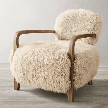 Скандинавские тканевые стулья для гостиной, мебель для дома, легкая роскошь, простая гостиная, спальня, деревянный стул для отдыха с педалью