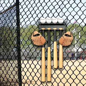Стойка для бейсбольного снаряжения вмещает 4 биты и 4 мяча, органайзер для настенного монтажа, металлическую подвесную витрину для занятий спортом