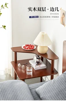 Стол с краями из массива дерева, простая современная гостиная, небольшой журнальный столик, креативный квадратный угловой стол, шкаф с краями дивана,