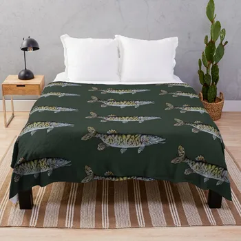 Темно-зеленое покрывало с рисунком мускусной рыбы, одеяла для зимнего туризма, одеяло