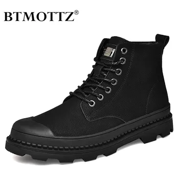 Теплые зимние мужские ботинки, ботильоны из натуральной кожи, мужская зимняя рабочая обувь, мужские зимние ботинки на меху в стиле милитари для мужчин, Botas BTMOTTZ