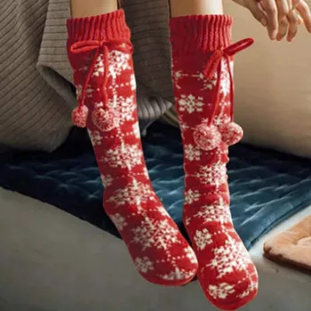 Трикотажные чулки, женские модные хлопчатобумажные носки со средним рисунком, украшенные шариками, Однотонные Красивые Дышащие Мягкие носки