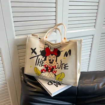 Холщовая сумка через плечо с рисунком Микки Мауса Disney, Новая Женская Милая Сумка Для покупок с Рисунком Минни Маусетот, сумка 39x31x17 см