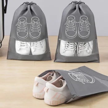 Шкаф для обуви Переносная дорожная сумка на шнурке-органайзер Пылезащитная Нетканая Водонепроницаемая сумка для хранения обуви