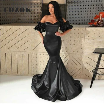 Элегантные Черные Длинные платья для выпускного вечера в стиле Русалки, сексуальное вечернее платье с открытыми плечами и открытой спиной, Vestidos De Gala, сшитое на заказ