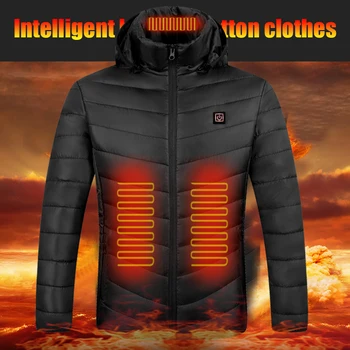 Электрическая куртка с капюшоном Зимние Тепловые куртки с капюшоном 9 Зон Водонепроницаемые Ветрозащитные Теплые USB Электрические для кемпинга на открытом воздухе пеших прогулок